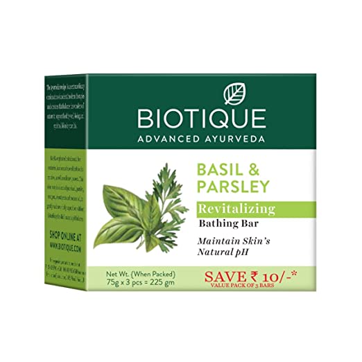 Biotique Bio Basil And Parsley Body Revitalizing Body Soap, Pack Of 3